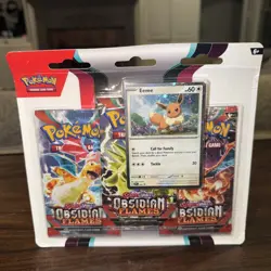 Pokemon TCG: Obsidian Flames Scarlet & Violet Eevee Blister (3) Pack New Sealed 820650853784 - Image 5