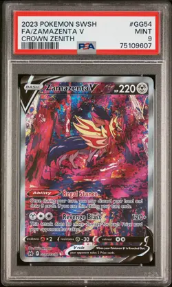 2023 POKEMON SWORD & SHIELD CROWN ZENITH #GG54 FULL ART/ZAMAZENTA V PSA 9 - Image 1