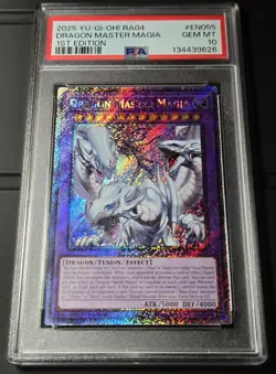 2025 YU-GI-OH! QUARTER CENTURY STAMPEDE Dragon Master Magia RA04-EN055 PSA 10 - Image 4