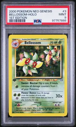Bellossom Holo 3/111 1st Edition Neo Genesis 2000 Pokemon card PSA 9 Mint - Image 1