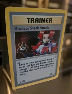 Pokemon 2000 Rockets Sneak Attack Trainer Holo Card 16/82 - Image 1