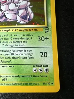 Nidoking 011/130 Base Set 2 Holo Rare Pokemon Card 2000 - Image 4