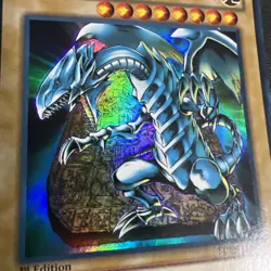 Vintage 1996 Yugioh Blue-Eyes White Dragon SDBE-EN001 Holo Card 1st Edition #1 - Image 3