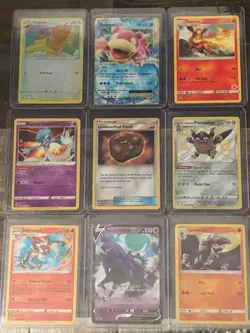 Pokemon Trading Card Lot Of 9 In Top Loaders Slawbro Flareon Sold As Is - Image 1