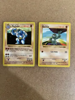 Machoke + Machop Shadowless Pokemon Card Lot Vintage WOTC Hp - Image 1