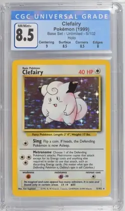 CGC 8.5 Clefairy 1999 Base Set 5/102 Holo Pokemon Card - Image 1