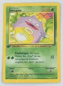 Pokemon Card Koffing Smogon German 1st Edition Base Set 51/102 Common WOTC LP - Image 1