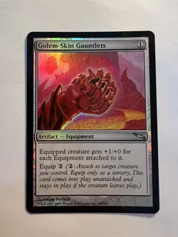 Golem-Skin Gauntlets - FOIL - MTG Mirrodin - LP Uncommon Artifact Equipment - Image 1