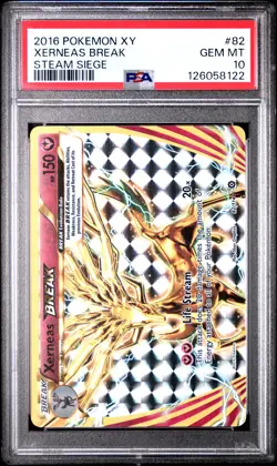 PSA GEM MT 10 - 2016 POKEMON XY STEAM SIEGE STEAM SIEGE 82 XERNEAS BREAK - Image 1