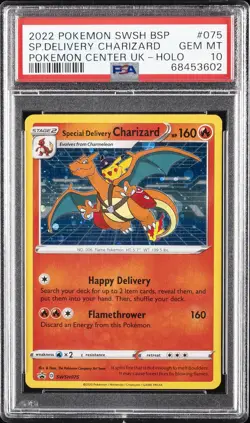 2022 POKEMON SWSH BLACK STAR PROMO #075 SPECIAL DELIVERY CHARIZARD-HOLO PSA 10 - Image 1