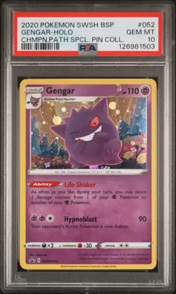 2020 POKEMON SWSH BLACK STAR PROMO #052 GENGAR-HOLO PSA 10 - Image 1