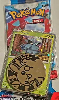 Pokemon TCG:Scarlet And Violet Paradox Rift Pineco W/coin Collectible - Image 1