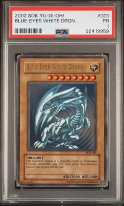 YU-GI-OH! 2002 Blue Eyes White Dragon 001 Starter Deck Kaiba PSA 1 - Image 1