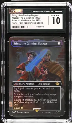 STING, THE GLINTING DAGGER Lord of the Rings Borderless Foil CGC 10 MTG - Image 1