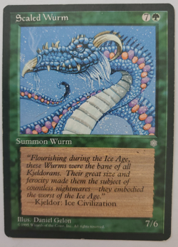 MTG Magic The Gathering Card Scaled Wurm Summon Wurm Green Ice Age 1995 - Image 1
