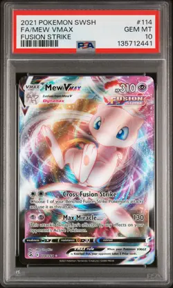 2021 POKEMON SWORD & SHIELD FUSION STRIKE 114 FULL ART/MEW VMAX PSA 10 - Image 1