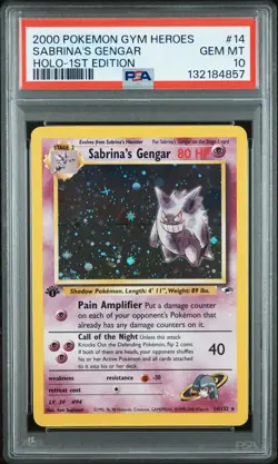 2000 POKEMON GYM HEROES HOLO-1ST ED #14 SABRINA'S GENGAR PSA 10 - Image 1