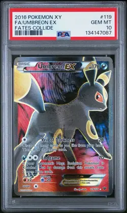 2016 Pokemon XY Fates Collide Full Art Umbreon EX 119/124 #119 PSA 10 NEW CERT - Image 1
