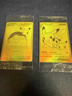 Pikachu v Gold and Pokeball SWSH145/SWSH146 Pokemon TCG Celebrations Sealed!! - Image 1