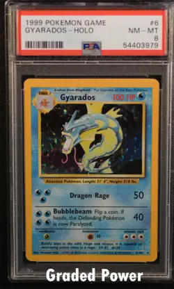 Base Set Unlimited Gyarados PSA 8 HOLO (3979) 6/102 Pokemon - Image 1