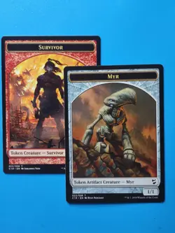 MTG 1x Survivor Myr Token (double sided) NM Commander 2018 Magic - Image 2