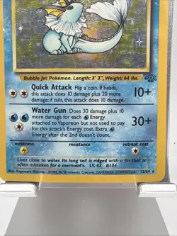 Pokemon TCG Vaporeon Holo Rare Card 12/64 Jungle Set - Image 3