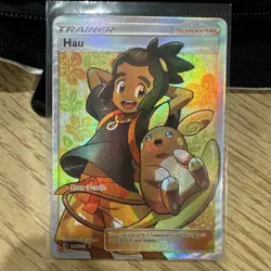 Hau Ultra Rare Full Art NM-M 144/145 Sun & Moon Guardians Rising Pokemon Card - Image 1