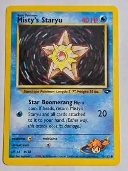 Misty's Staryu 92/132 Common Gym Challenge Pokemon LP - Image 1