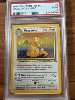 Pokemon Dragonite 1999 Fossil 4/62 Holo PSA9 - Image 1