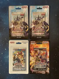4x 2010-2017 Yu-Gi-Oh! Legend Of Blue Eyes White Dragon Sleeved Booster +Andere - Image 1