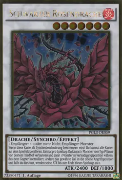 YU-GI-OH, SCHWARZER ROSENDRACHE, GOLD, PGL3-DE059, 1. Auflage, TOP - Image 1