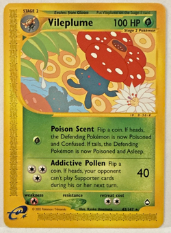 Pokemon Card Vileplume 43/147 Aquapolis Rare Non Holo - LP+ - Image 1