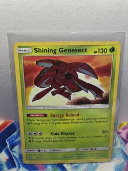 Pokemon TCG Shining Genesect Holo Card 9/73 Shining Legends Series - Image 1