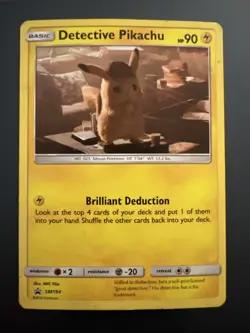Pokemon TCG Detective Pikachu SM190 Promo Holo Card MP/HP X2 - Image 5