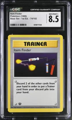 CGC 8.5 Item Finder 1999 Base Set 1st Edition Shadowless 74/102 Pokemon Card - Image 1