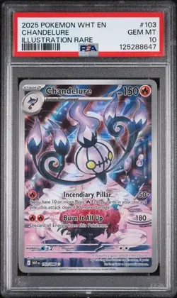 2025 POKEMON WHT EN-WHITE FLARE ILLUSTRATION RARE #103 CHANDELURE PSA 10 🔥💎 - Image 1