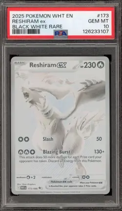 Pokemon Reshiram ex White Flare Black White Rare #173 PSA 10 Gem Mint - Image 1