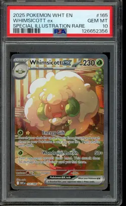 2025 Pokemon Whimsicott ex White Flare SIR Holo 165/086 PSA 10 - Image 1
