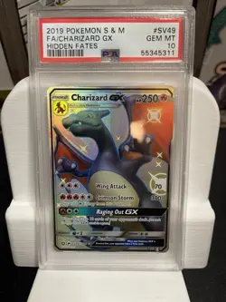 2019 POKEMON SUN & MOON HIDDEN FATES #SV49 FULL ART/CHARIZARD GX PSA 10 - Image 1