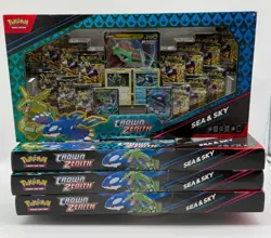 Lot of (4) Pokemon TCG Crown Zenith Sea & Sky Premium Collection Boxes - Image 1