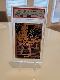 2020 Pokemon Ultra Premium Collection Zacian v Gold Promo Full Art SWSH076 PSA 9 - Image 1