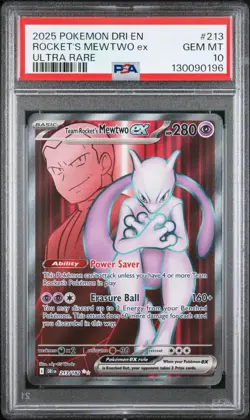 PSA 10 TEAM ROCKET'S MEWTWO EX 213/182 ULTRA RARE DESTINED RIVALS POKEMON 😍 - Image 1