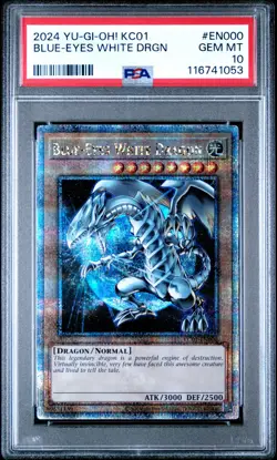 Blue-Eyes White Dragon PSA 10 - KC01-EN000 - Quarter Century Secret Rare -Yugioh - Image 1