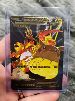 Charizard & Pikachu Vmax Black Foil Fan Art Vinyl Collector Pokemon Card - Image 1