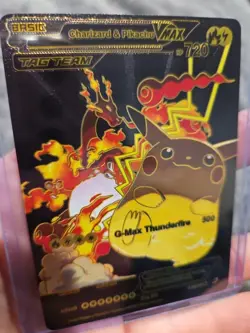Charizard & Pikachu Vmax Black Foil Fan Art Vinyl Collector Pokemon Card - Image 3