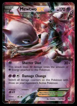 Pokemon Cards Mewtwo EX 62/162 BREAKthrough Holo Rare EX LP - Image 1