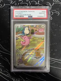 Pokemon 2024 SV Twilight Masquerade Chansey Card PSA 10 187/167 IR - Image 1