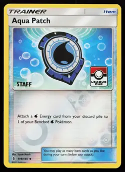 Aqua Patch 119/145 Promo League Cup STAFF Stamped Pokemon Card - Image 1