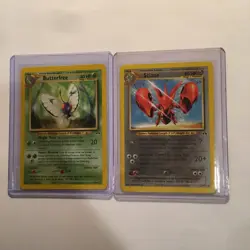 Vintage Pokemon Card Lot of 2 Rare Neo Discovery Scizor 29/75 Butterfree 19/75 - Image 1