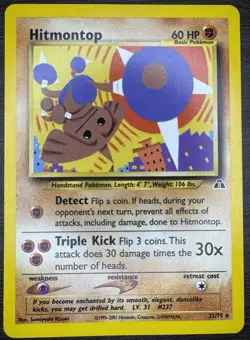 Hitmontop Neo Discovery 22/75 Unlimited Edition Regular Card Pokemon TCG - Image 1